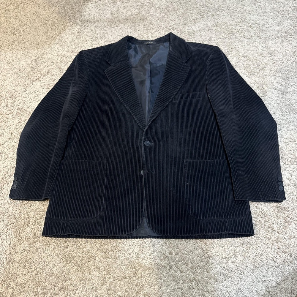 Members Only‎ Blazer Mens 44R Black Corduroy 2 Button Sport Coat Jacket Classic